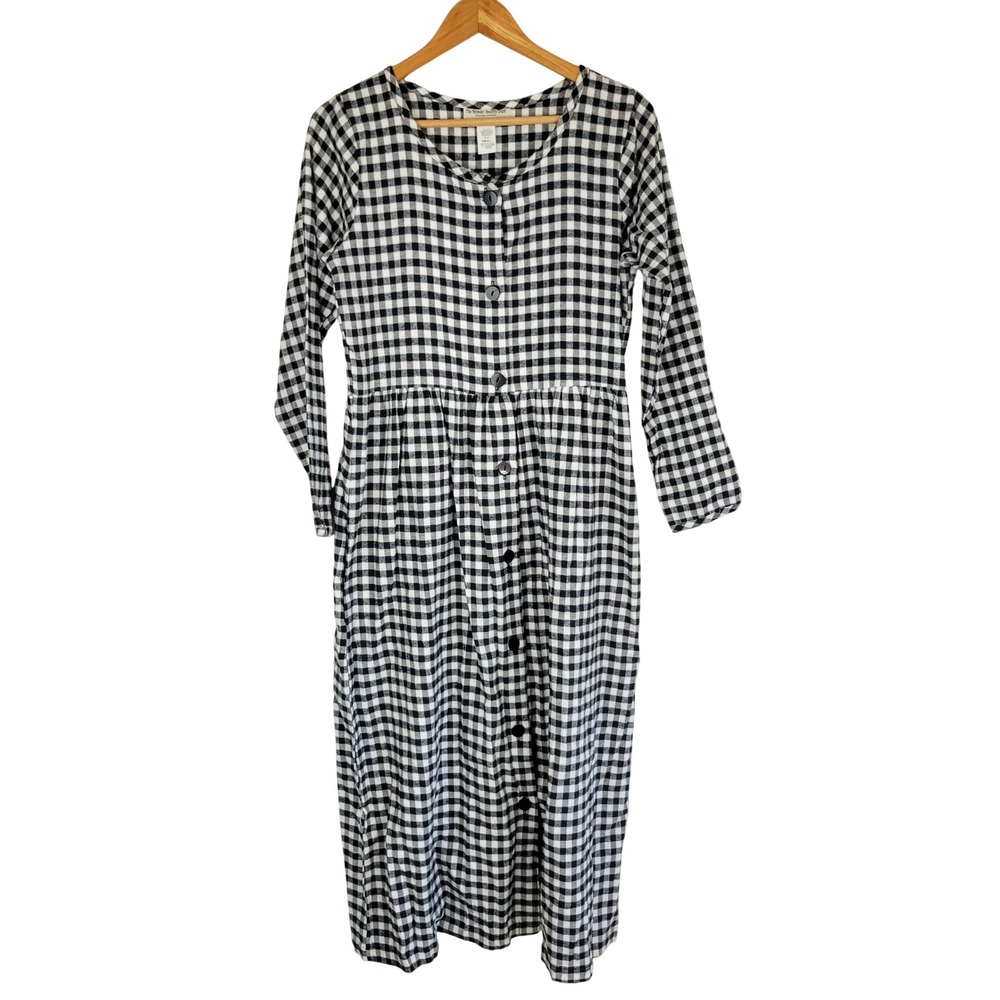 Vintage The Vermont Country Store Plaid Maxi Dress Size Small 100% Cotton